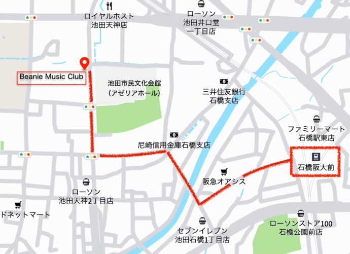 ビーニーミュージッククラブ 新レッスンスタジオ アクセス